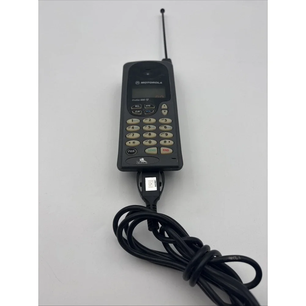 Vintage 90s Motorola Profile 300 Cell Phone Gray Bar Style Battery and Charger